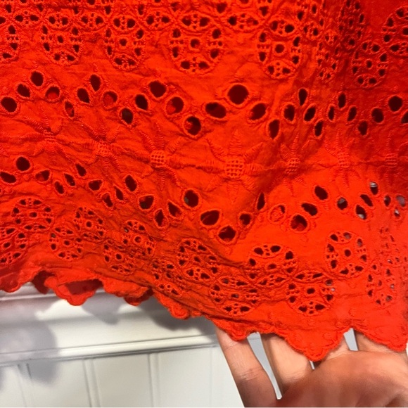 Madewell Bright Red Eyelet Lattice Cotton top size small - Picture 4 of 16